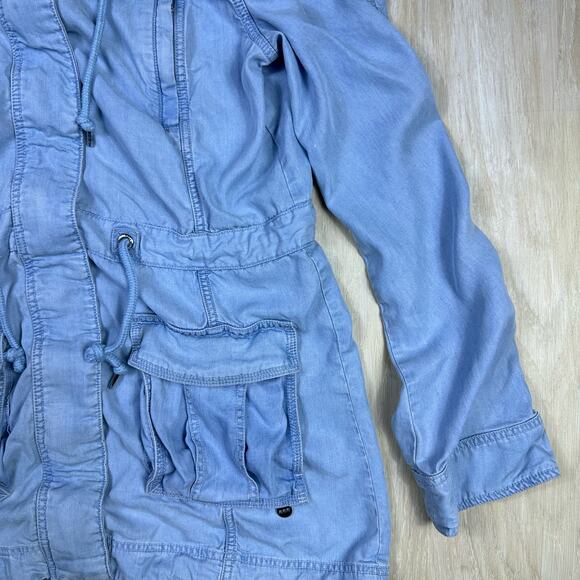 Lorna Jane LJ Black Chambray Denim Casual Outdoor Parka Hooded Jacket Medium - Picture 4 of 16